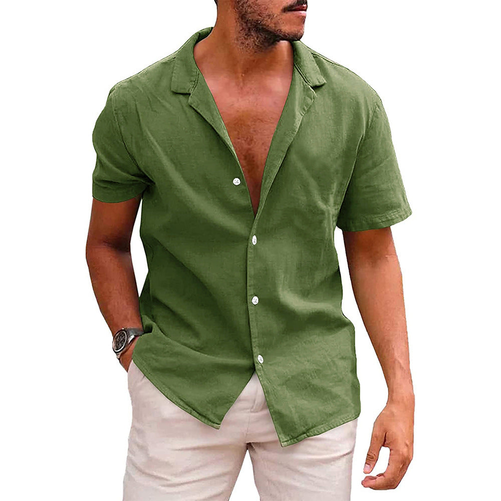 Men's Tops Casual Button Down Shirt Short Sleeve Beach Shirt Summer Mens Clothing