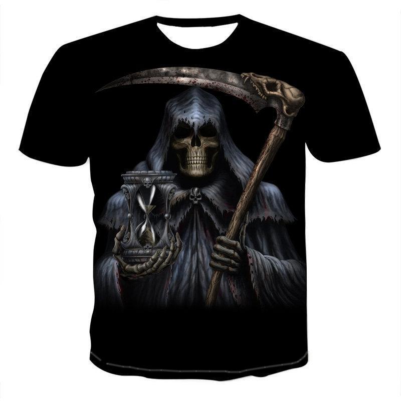 T-Shirts Casual Tee-Tops Short-Sleeve Skull Fashion Streetwear Male O-Neck Summer Men