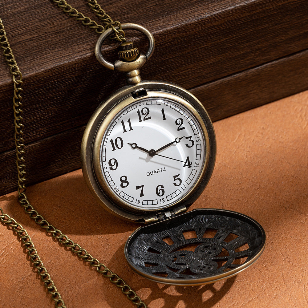 Hollow Classical Mechanical Parts Bronze Mechanical Pocket Watch