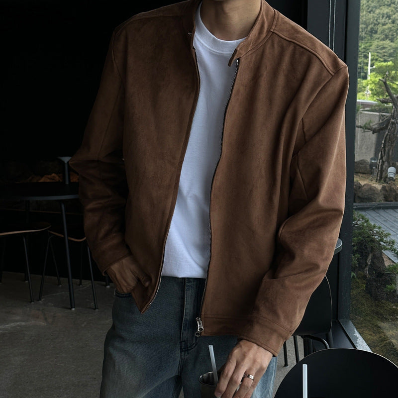 Brown Maillard Stand-up Collar Jacket