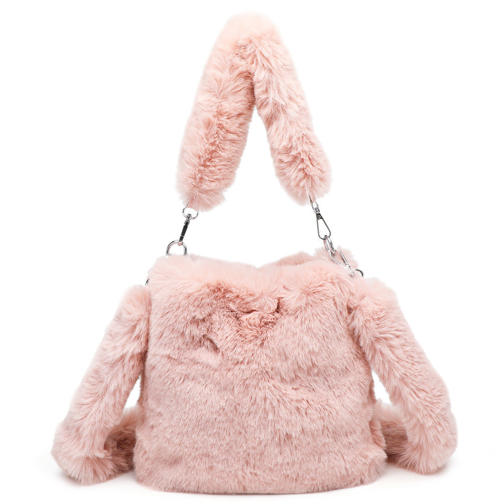 Women Fluffy Shoulder Bag Top-handle Bag Female Autumn Winter Handbag Plush Tote Girls Fashion Shopping Bags Handbags For Women